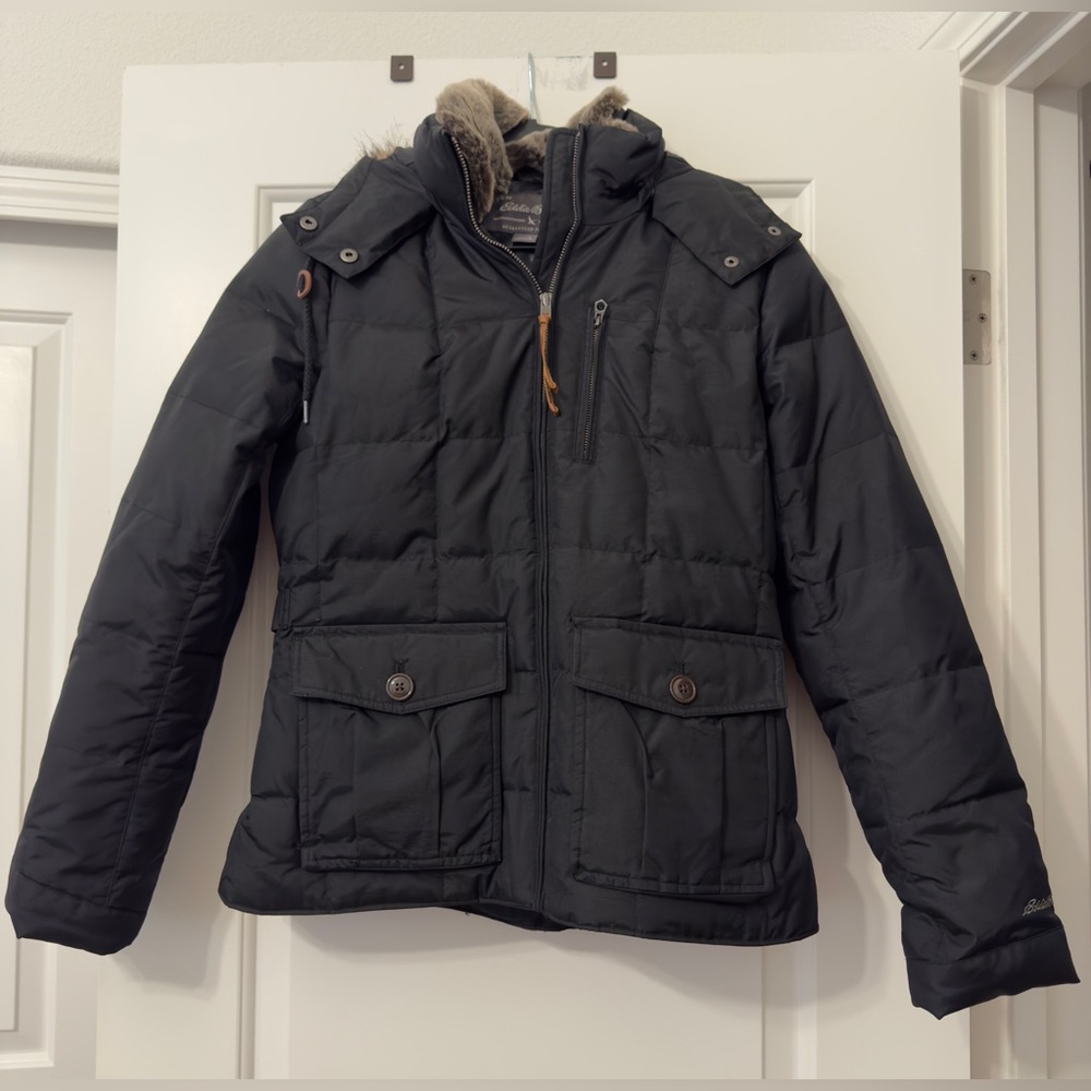 Eddie Bauer Women’s Puffer Coat with Fur Trim and Hood